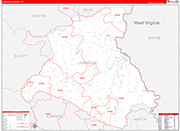Lawrence County Wall Map Red Line Style