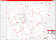 Lawrence Wall Map Red Line Style