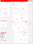 Lea County Wall Map Red Line Style