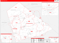 Lebanon County Wall Map Red Line Style