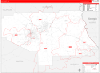 Lee County Wall Map Red Line Style