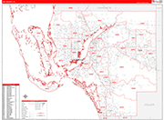 Lee Wall Map Red Line Style