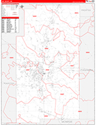 Lee County Wall Map Red Line Style