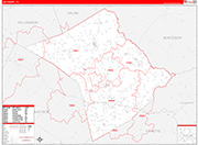 Lee County Wall Map Red Line Style