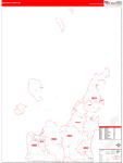 Leelanau County Wall Map Red Line Style