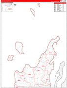 Leelanau County Wall Map Red Line Style
