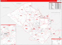 Lehigh County Wall Map Red Line Style