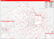 Lehigh Wall Map Red Line Style