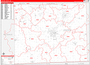 Lenawee County Wall Map Red Line Style