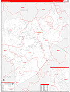 Lenoir County Wall Map Red Line Style