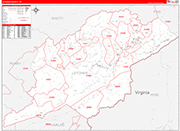 Letcher County Wall Map Red Line Style