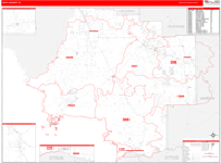 Levy County Wall Map Red Line Style