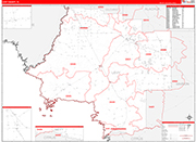 Levy County Wall Map Red Line Style