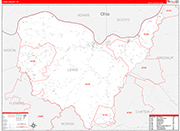 Lewis County Wall Map Red Line Style