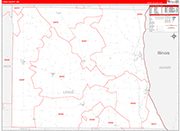 Lewis County Wall Map Red Line Style