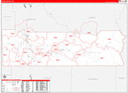 Lewis Wall Map Red Line Style