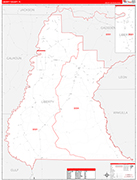 Liberty County Wall Map Red Line Style