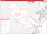 Liberty County Wall Map Red Line Style