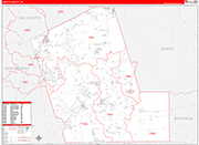 Liberty County Wall Map Red Line Style