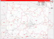 Licking County Wall Map Red Line Style