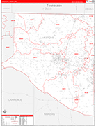Limestone County Wall Map Red Line Style