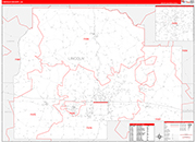 Lincoln County Wall Map Red Line Style