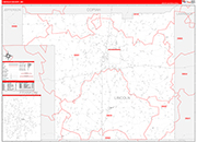 Lincoln County Wall Map Red Line Style