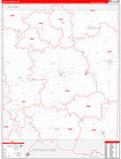 Lincoln County Wall Map Red Line Style