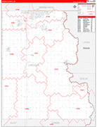 Lincoln Wall Map Red Line Style