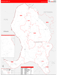 Livingston County Wall Map Red Line Style