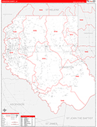 Livingston County Wall Map Red Line Style