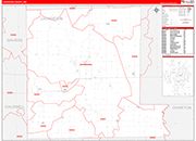 Livingston County Wall Map Red Line Style