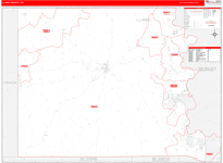 Llano County Wall Map Red Line Style