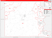 Llano County Wall Map Red Line Style