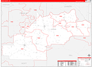Logan County Wall Map Red Line Style