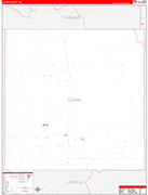Logan County Wall Map Red Line Style