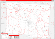 Logan County Wall Map Red Line Style