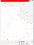 Logan County Wall Map Red Line Style