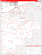 Lorain County Wall Map Red Line Style