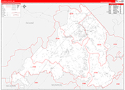 Loudon County Wall Map Red Line Style