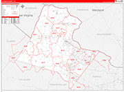 Loudoun County Wall Map Red Line Style