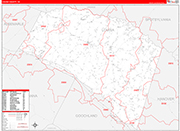 Louisa County Wall Map Red Line Style