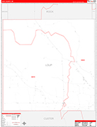 Loup County Wall Map Red Line Style