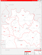 Lowndes County Wall Map Red Line Style