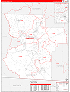 Lowndes County Wall Map Red Line Style