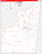 Lowndes County Wall Map Red Line Style