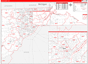 Lucas County Wall Map Red Line Style