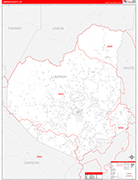 Lumpkin County Wall Map Red Line Style