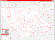 Lycoming County Wall Map Red Line Style