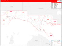 Mackinac County Wall Map Red Line Style